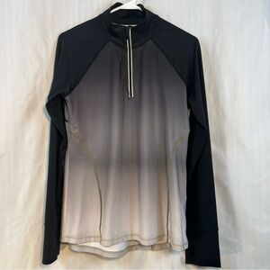 Ideology Top 1/4 Zip Long Sleeves Black To White Ombre Thumb Hole Athletic M 👍